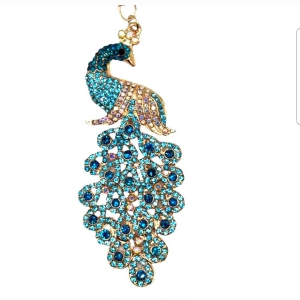 Peacock Rhinestone Keychain Bag Charm